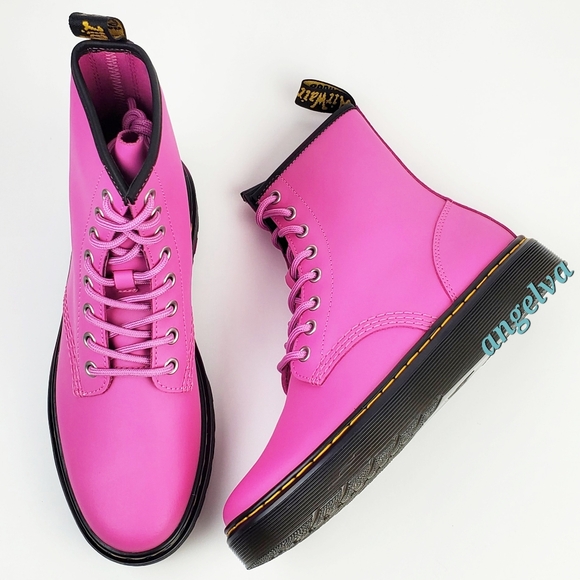 NWB Dr Martens Zavala combat boots thrift pink leather lace up preppy bohemian - Picture 4 of 15